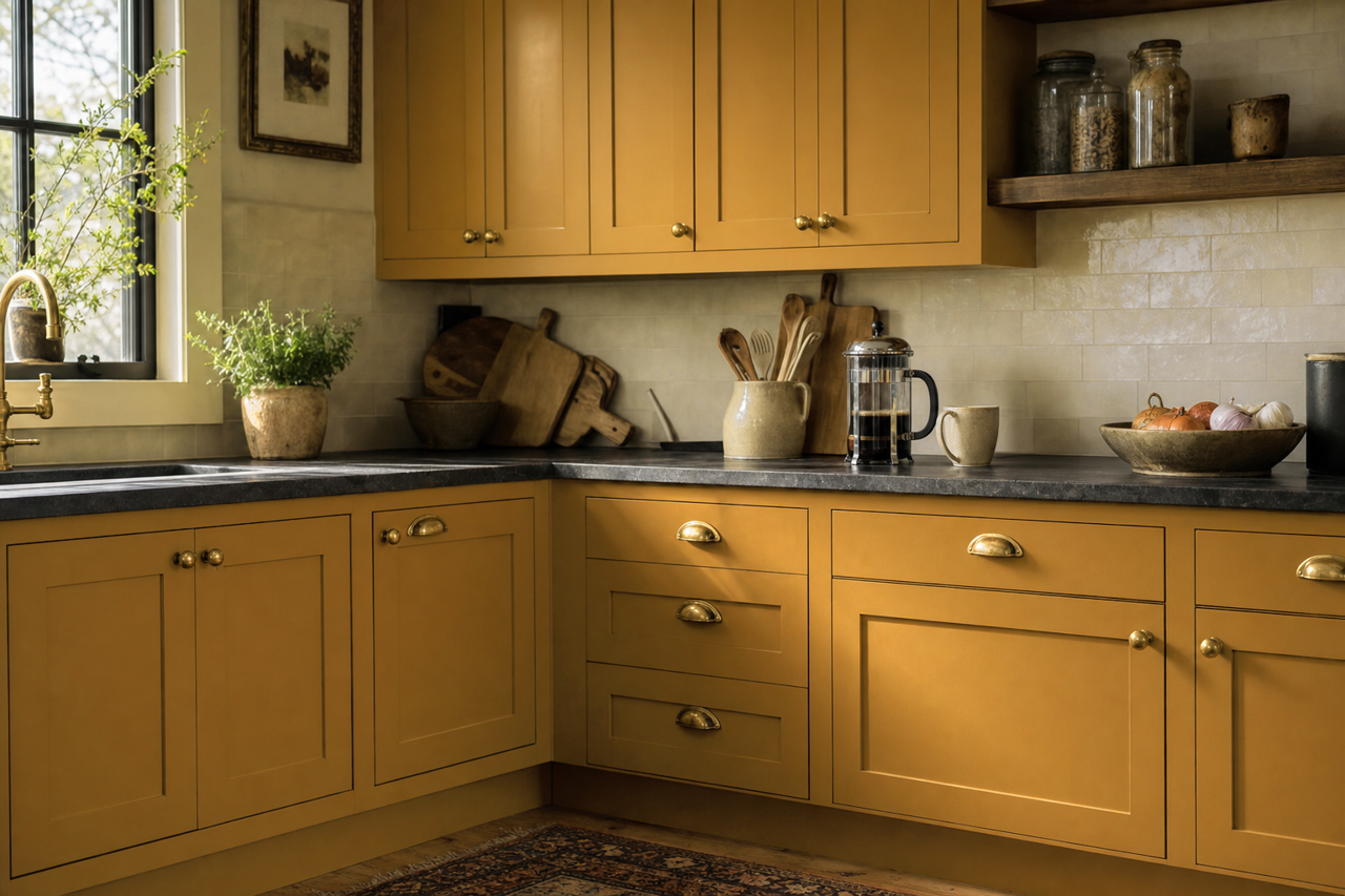 Corduroy by Benjamin Moore on cabinets