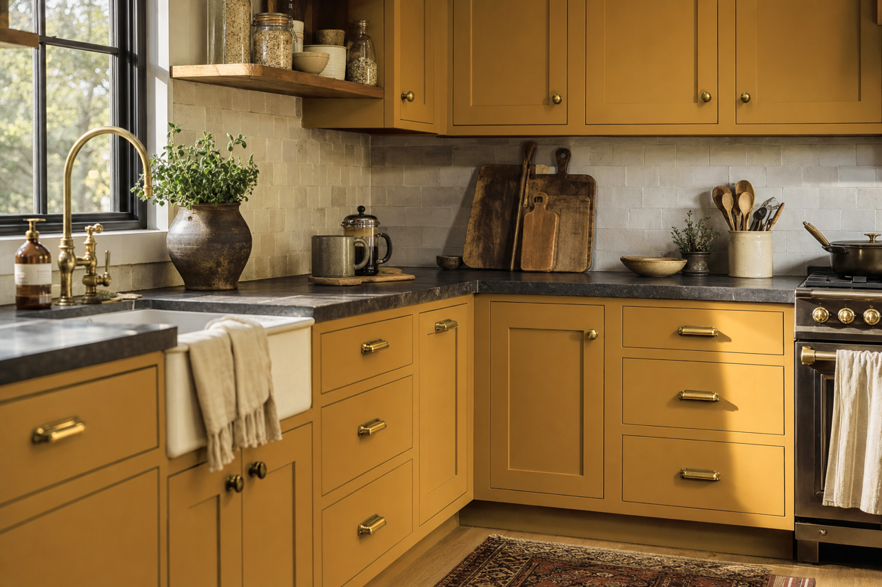 Tapestry by Benjamin Moore on cabinets