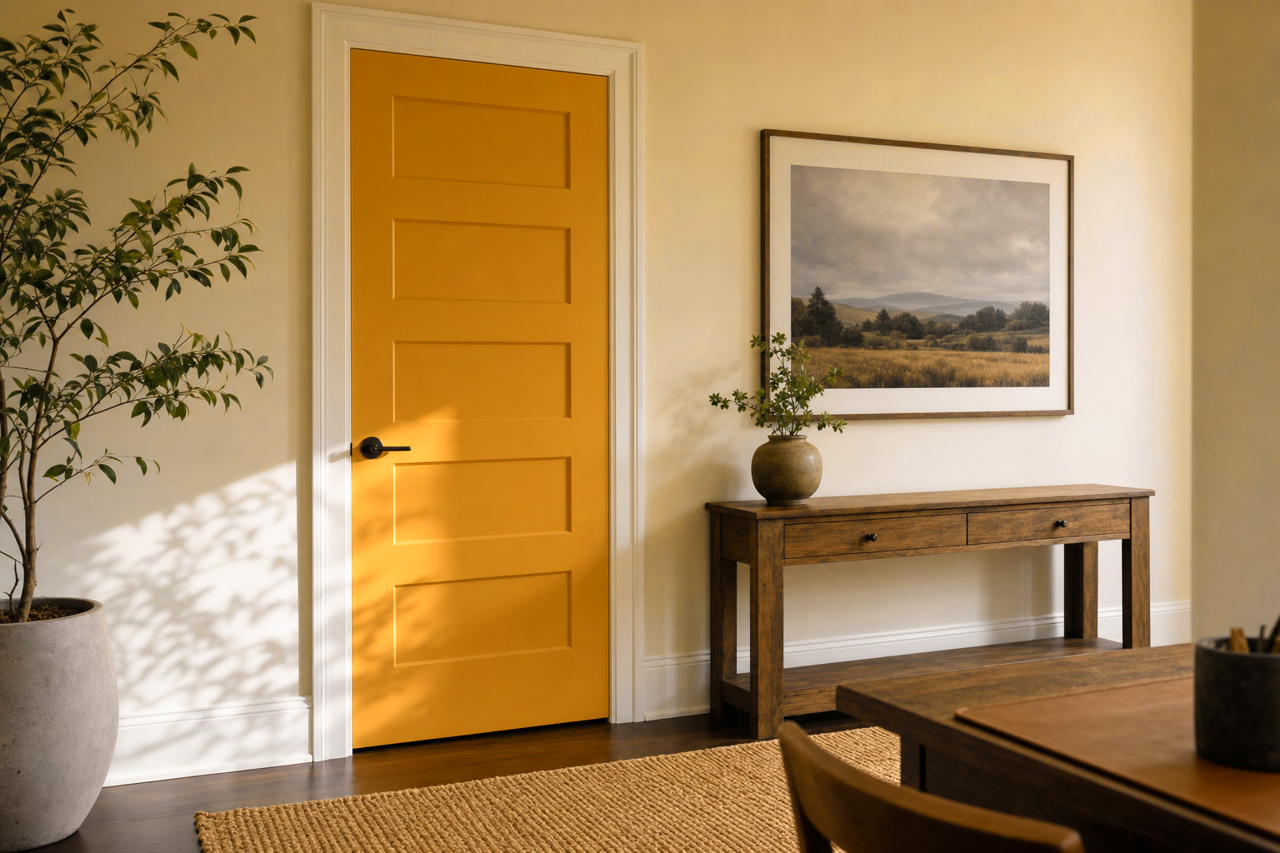Yellow by Benjamin Moore on interior-doors