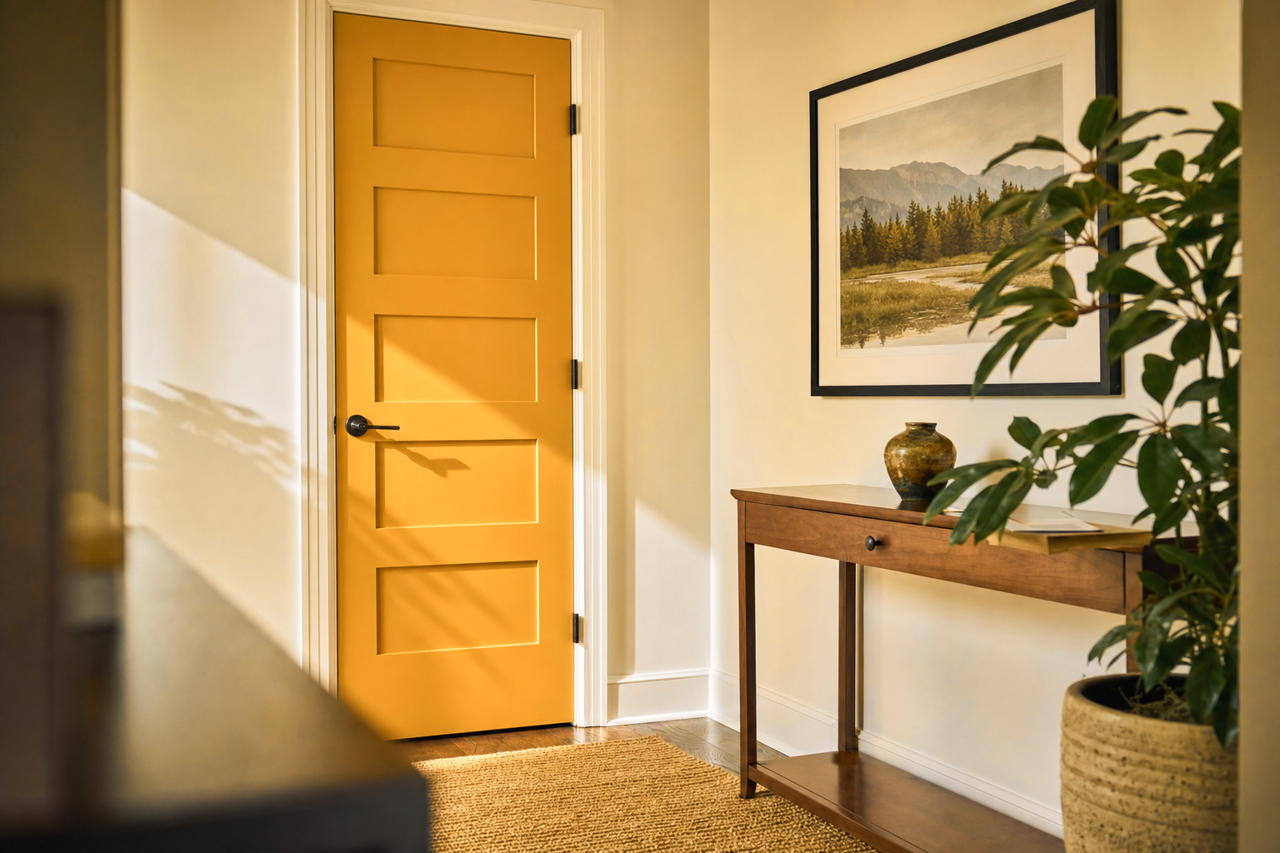 Buttercup by Benjamin Moore on interior-doors