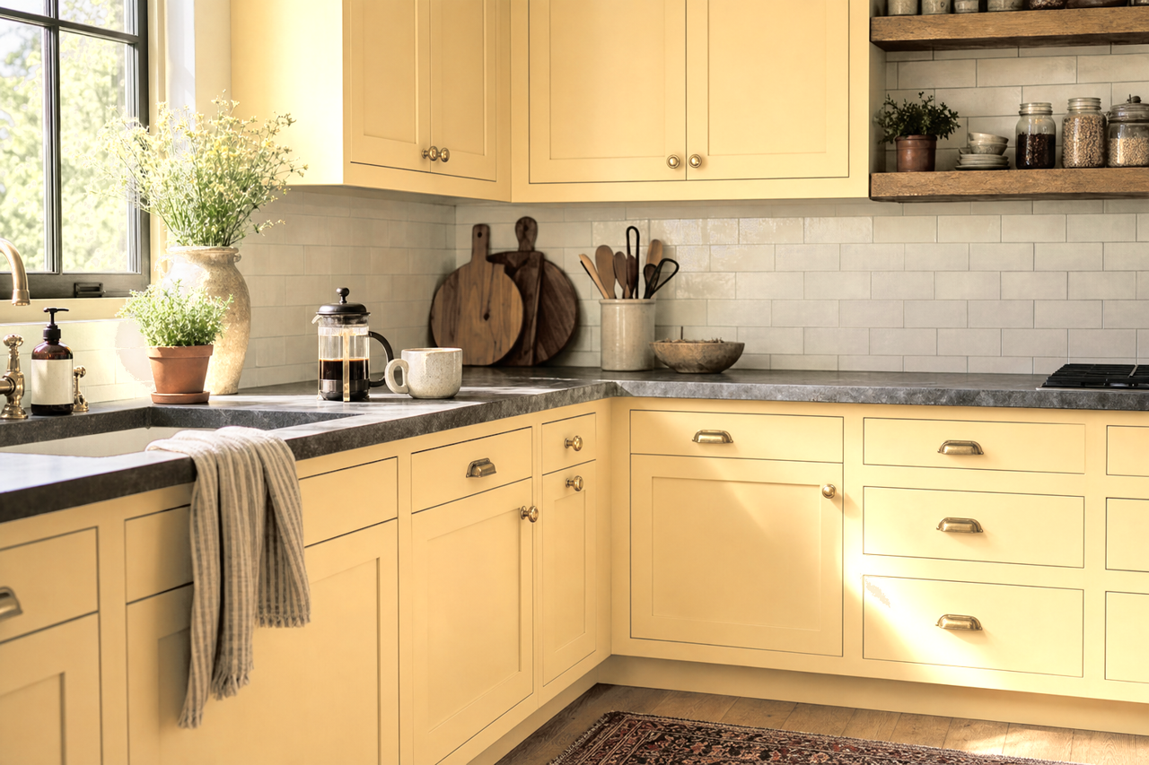 Straw by Benjamin Moore on cabinets