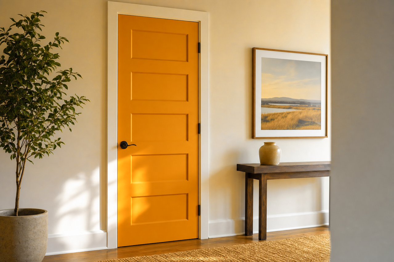 Gold by Benjamin Moore on interior-doors