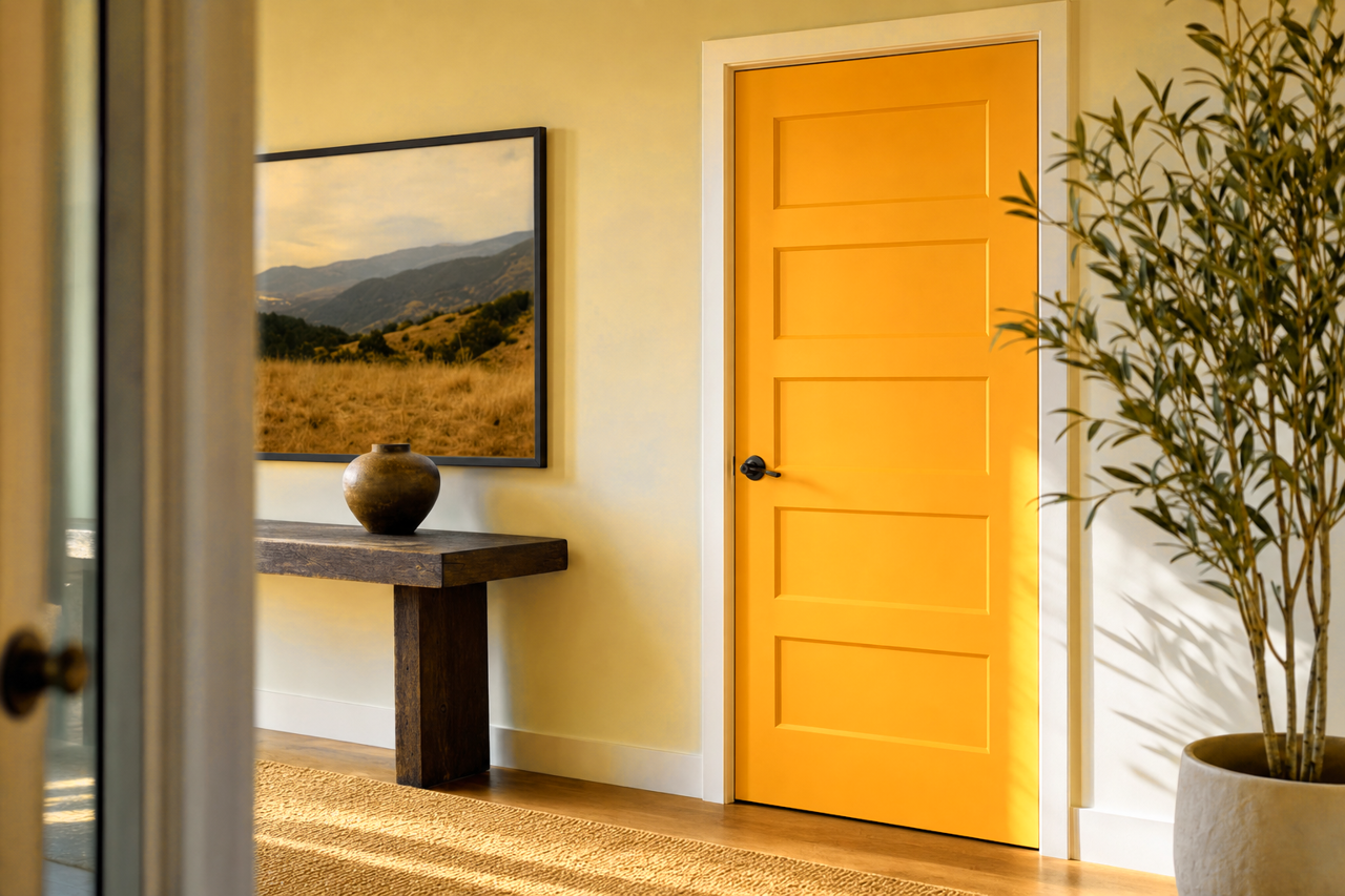 Yellow by Benjamin Moore on interior-doors