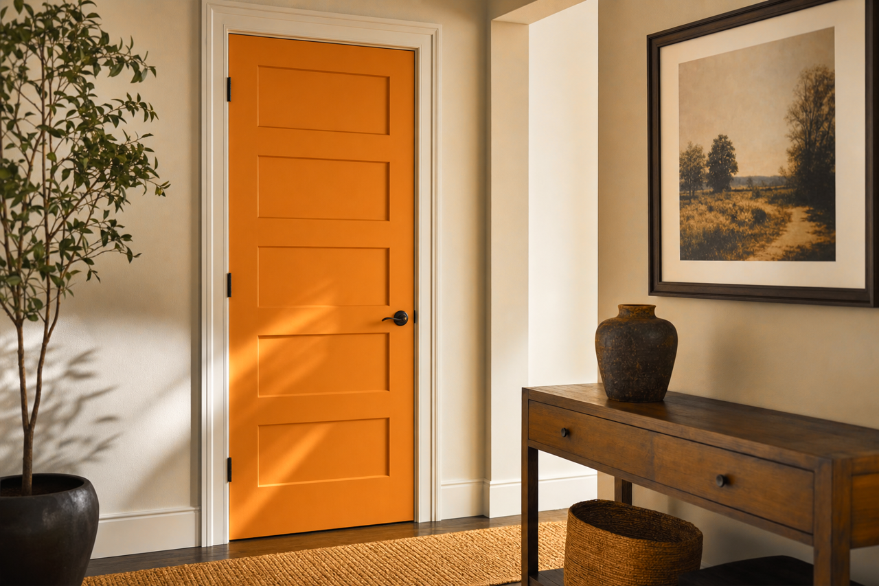 Pumpkin by Benjamin Moore on interior-doors