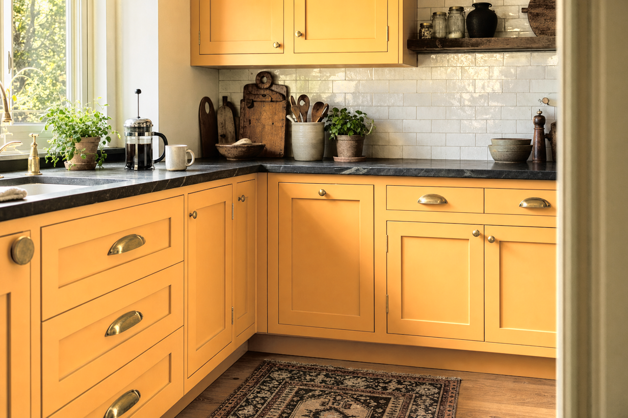 August by Benjamin Moore on cabinets