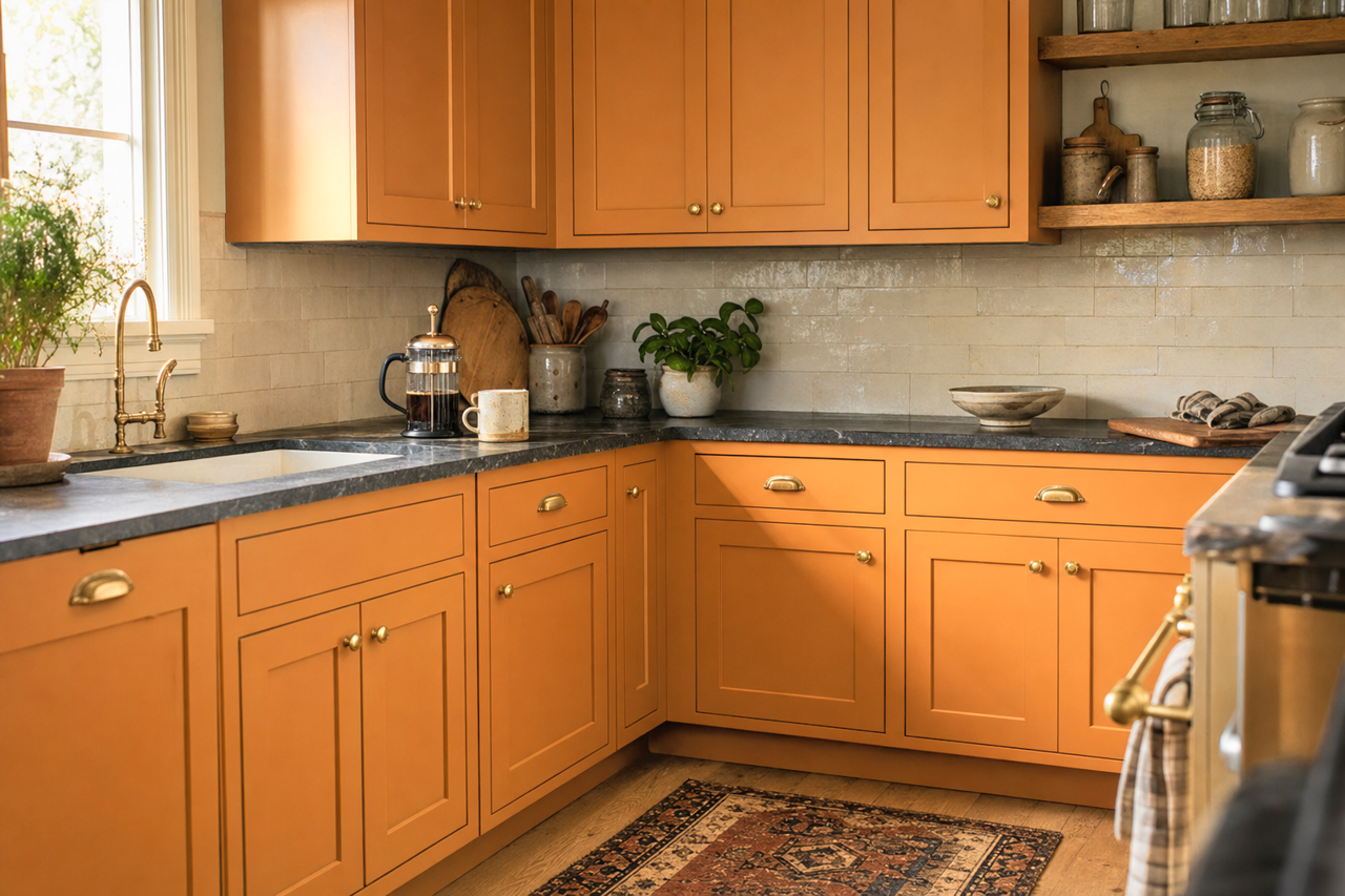 Golden by Benjamin Moore on cabinets