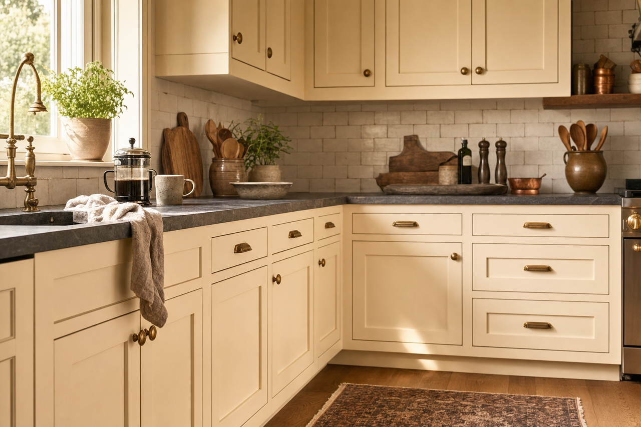 Ivory by Benjamin Moore on cabinets
