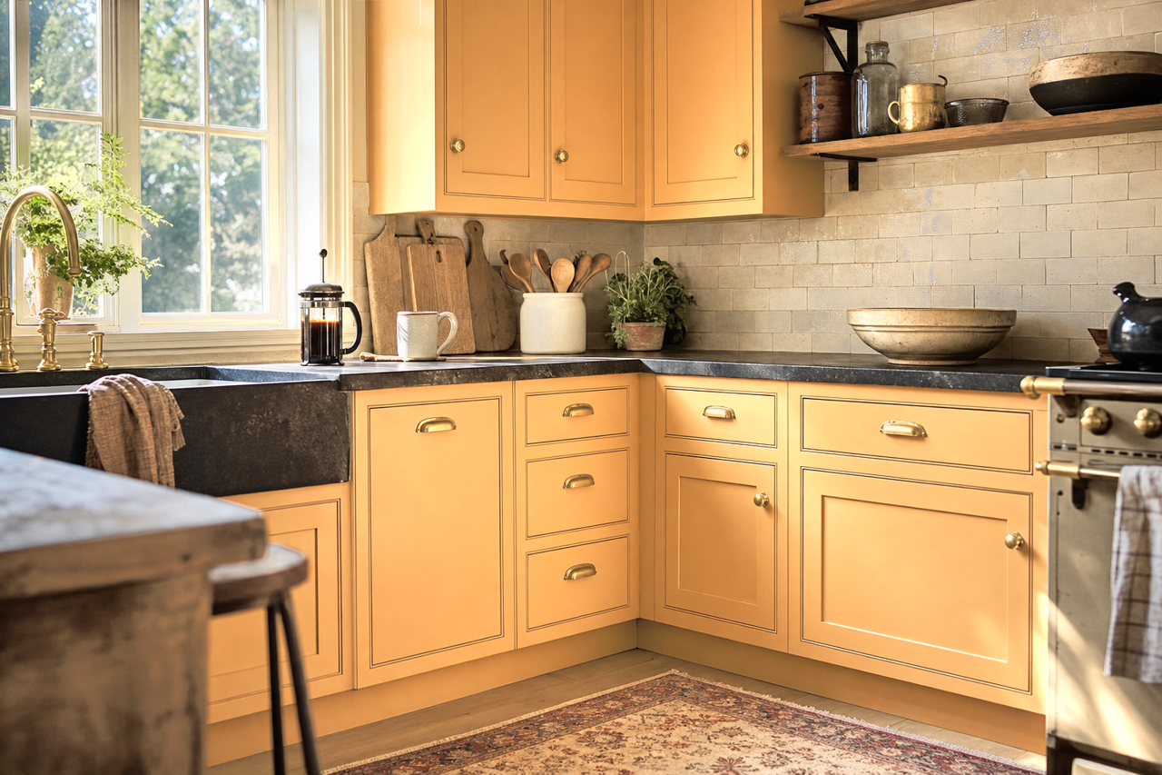 Golden by Benjamin Moore on cabinets