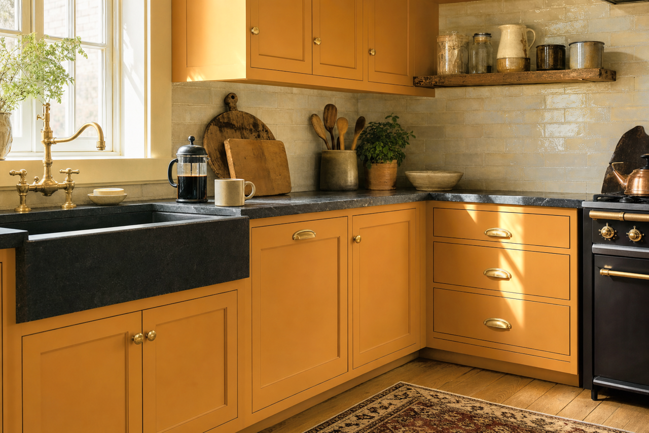 Peanut by Benjamin Moore on cabinets