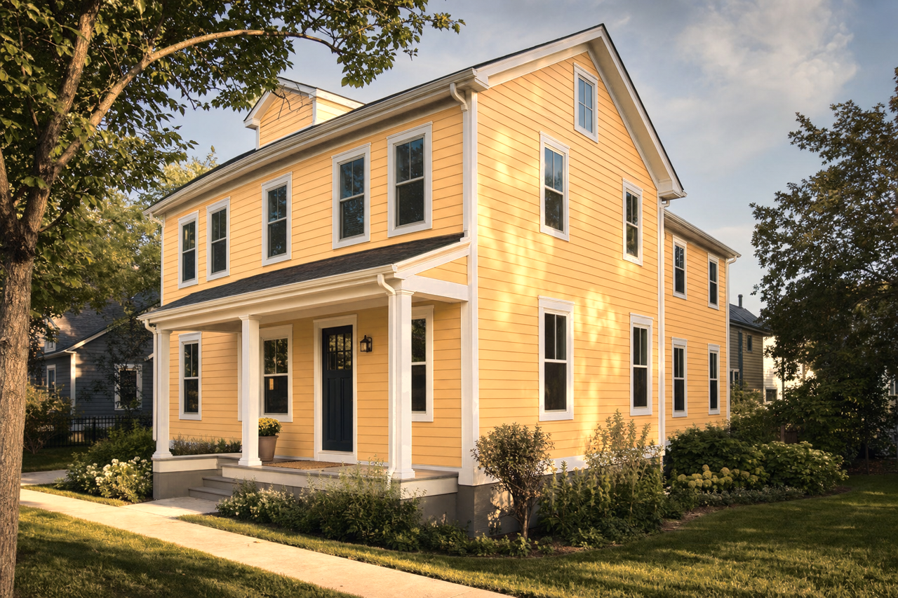 Amber by Benjamin Moore on exterior