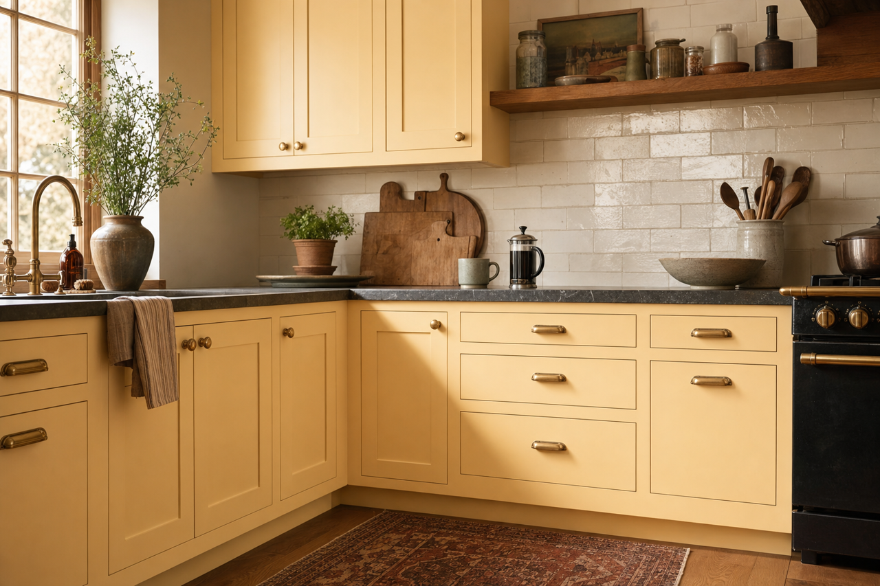 Cream by Benjamin Moore on cabinets