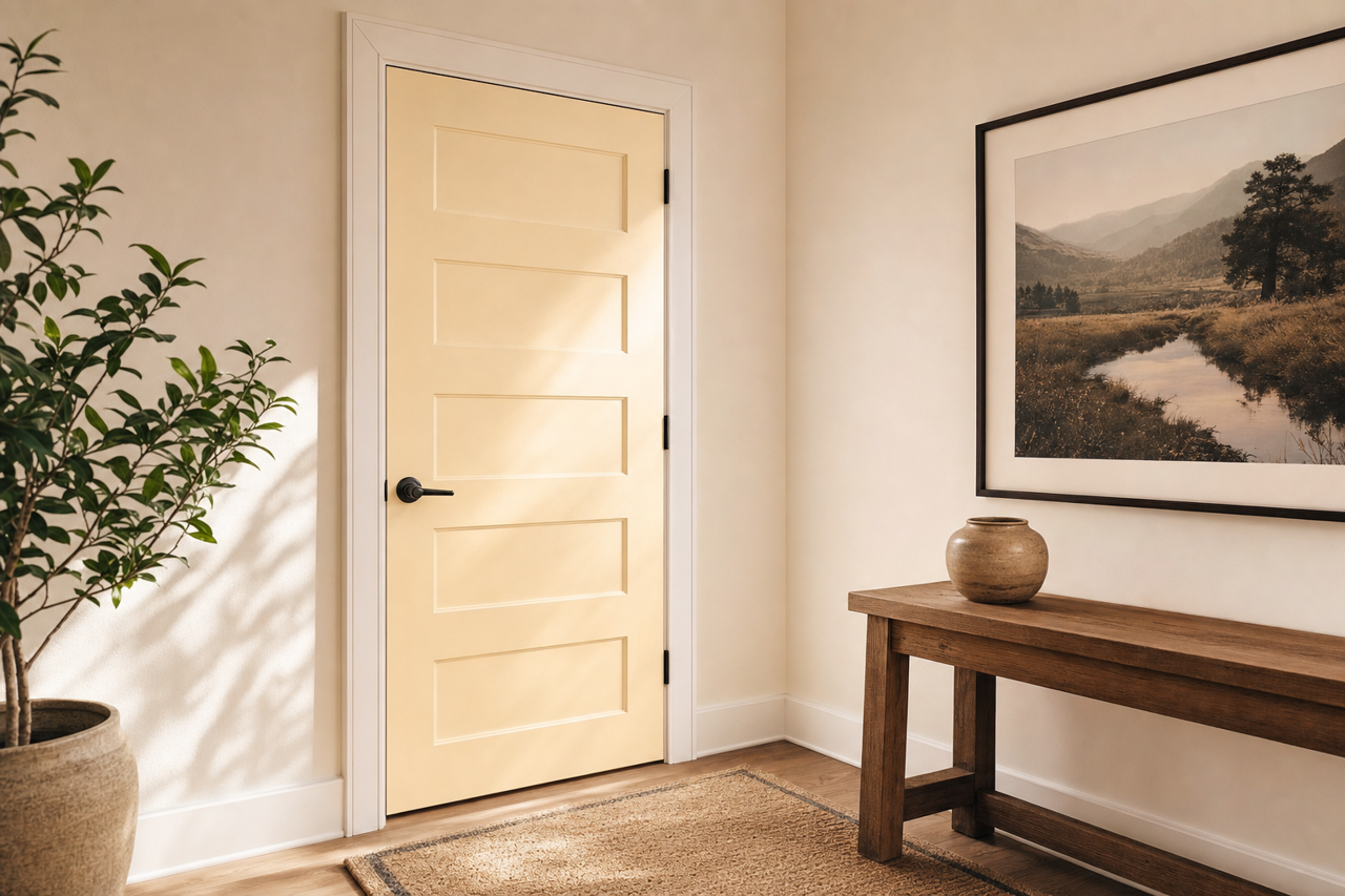 White by Benjamin Moore on interior-doors