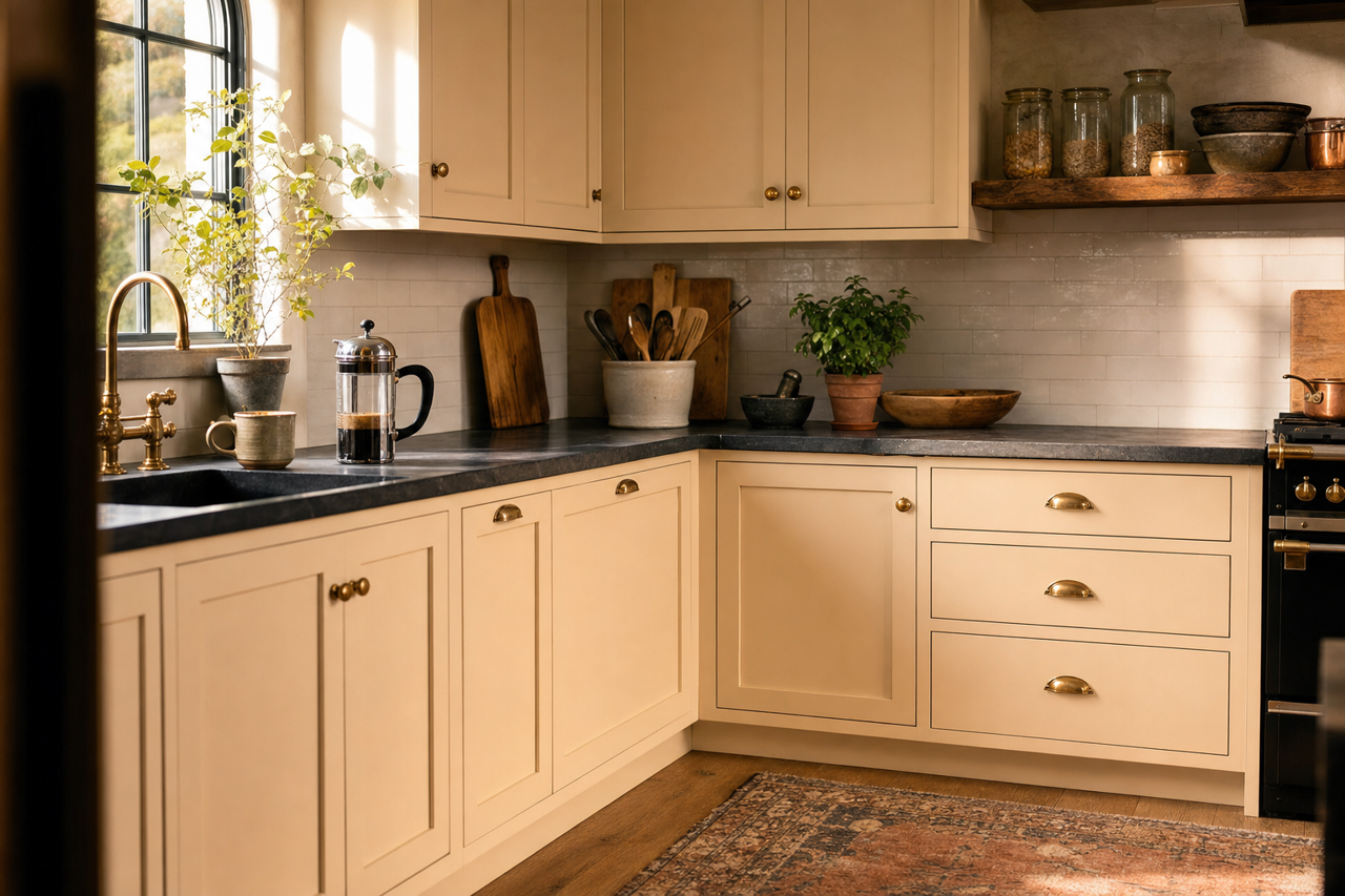 Hazelnut by Benjamin Moore on cabinets