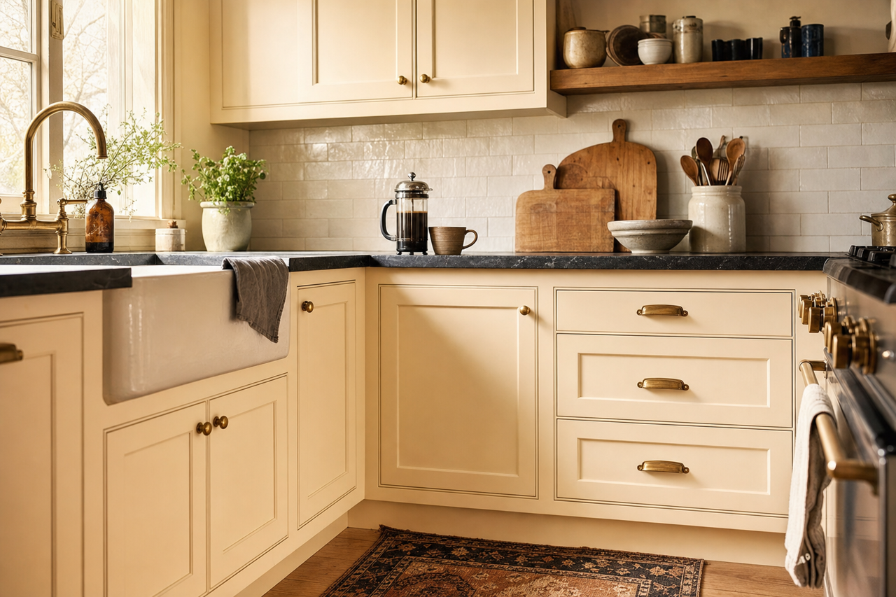 Woodland by Benjamin Moore on cabinets