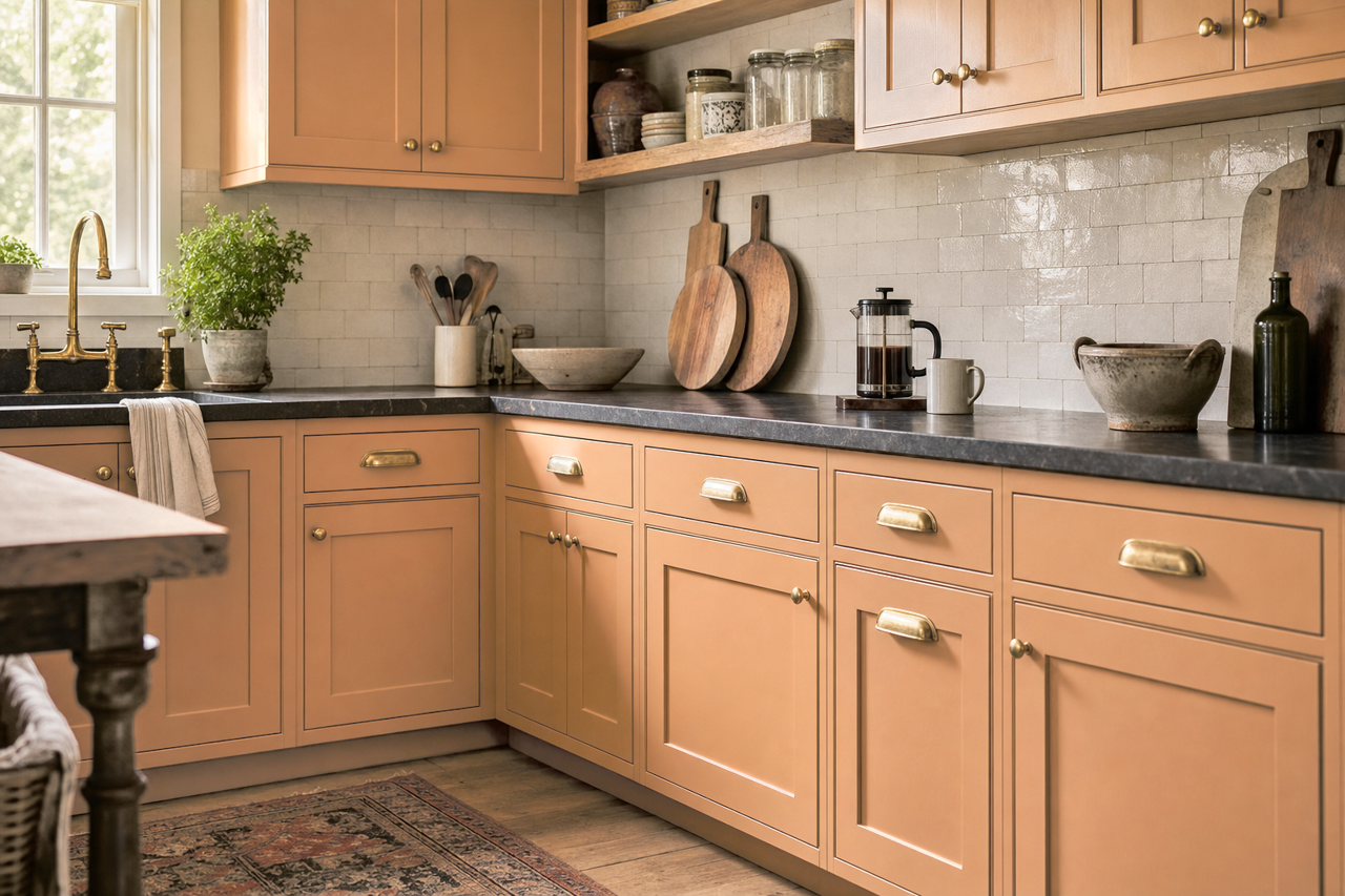 Metallic by Benjamin Moore on cabinets