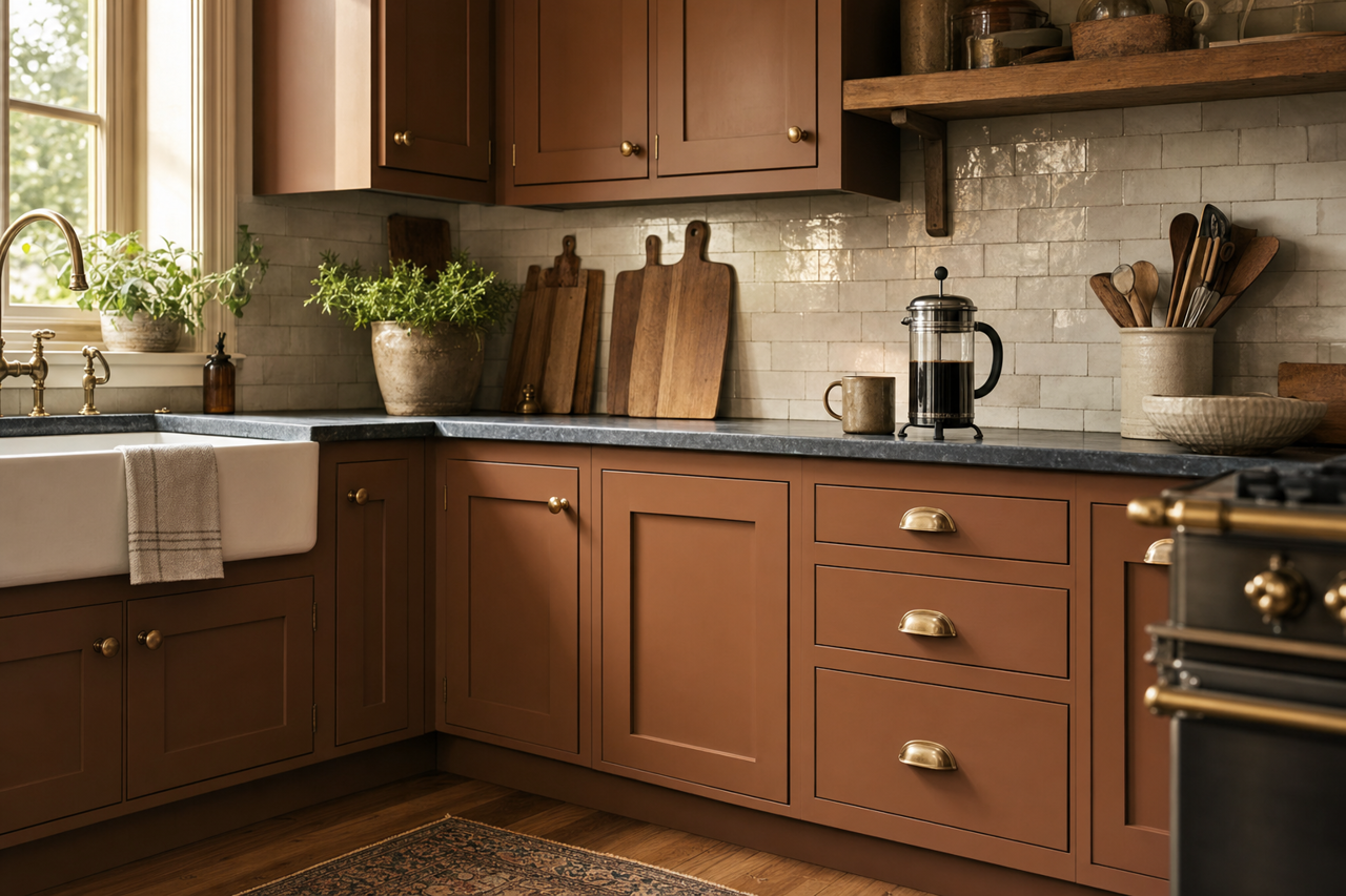 Saddle by Benjamin Moore on cabinets