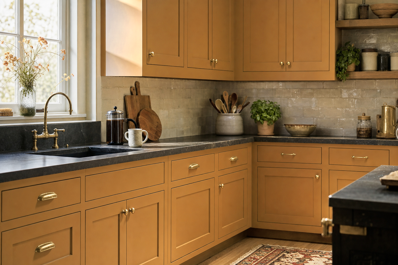 Golden by Benjamin Moore on cabinets
