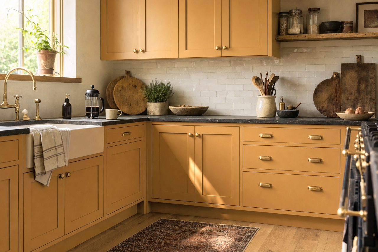 Golden by Benjamin Moore on cabinets