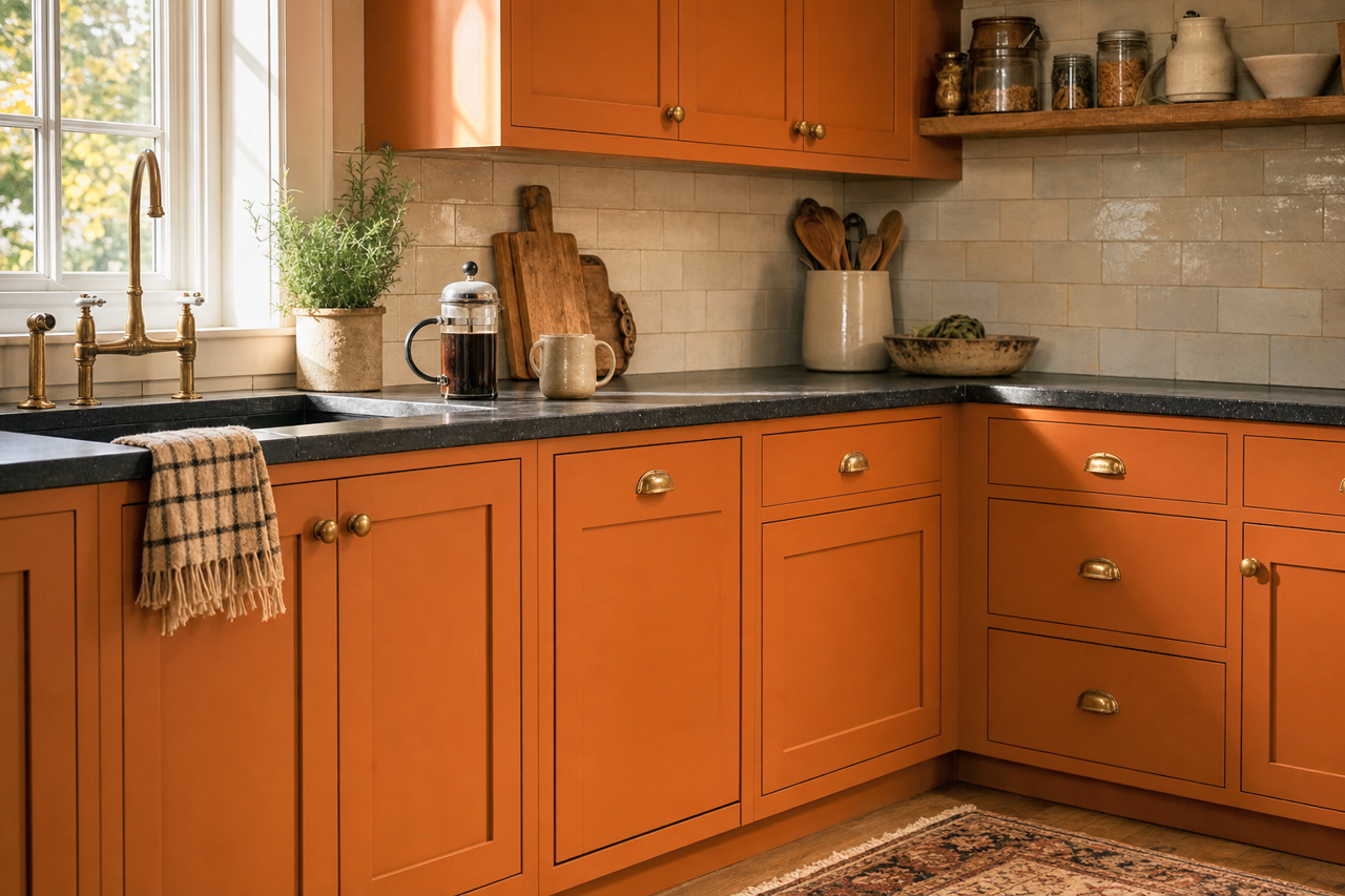 Gold by Benjamin Moore on cabinets