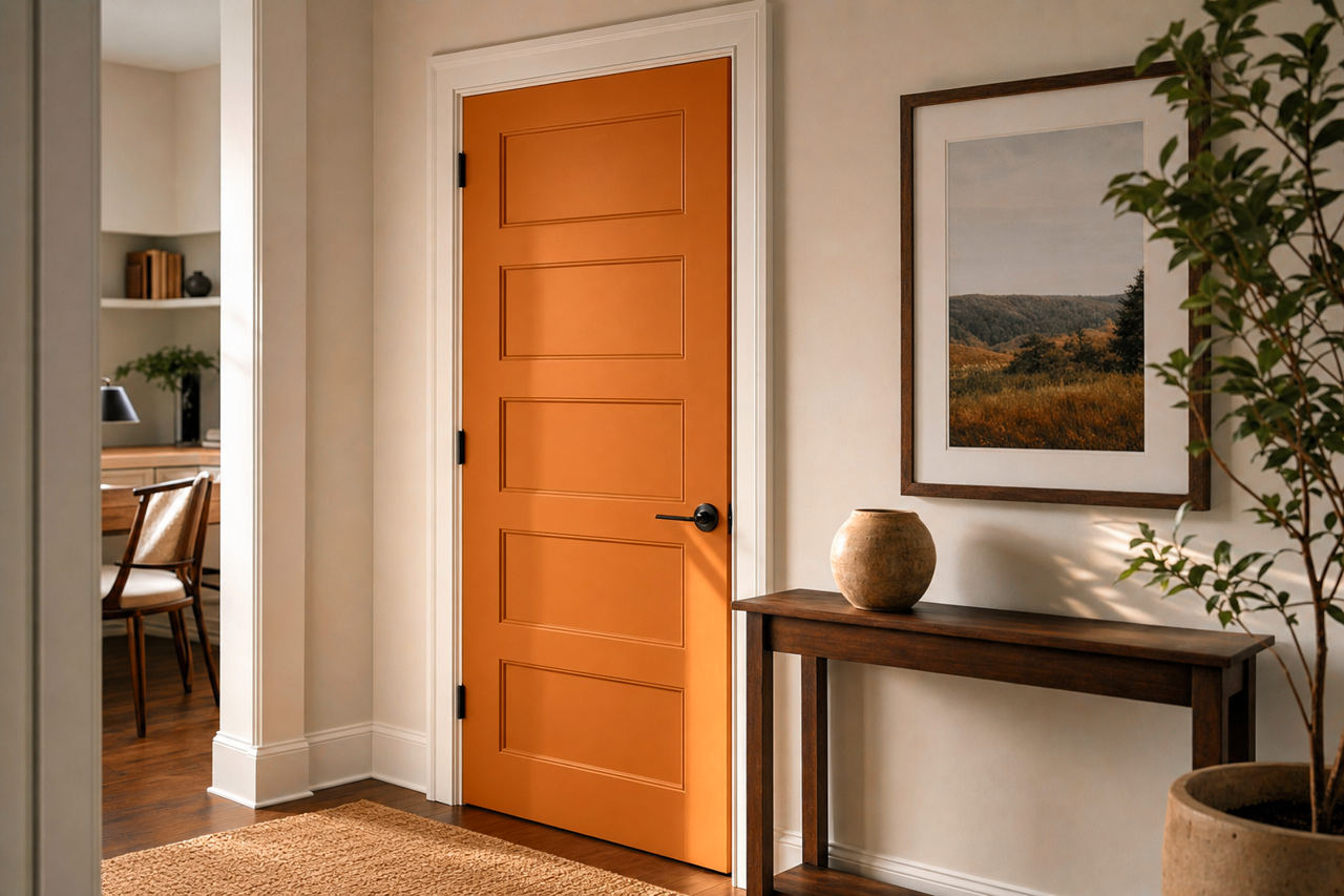 Caramel by Benjamin Moore on interior-doors