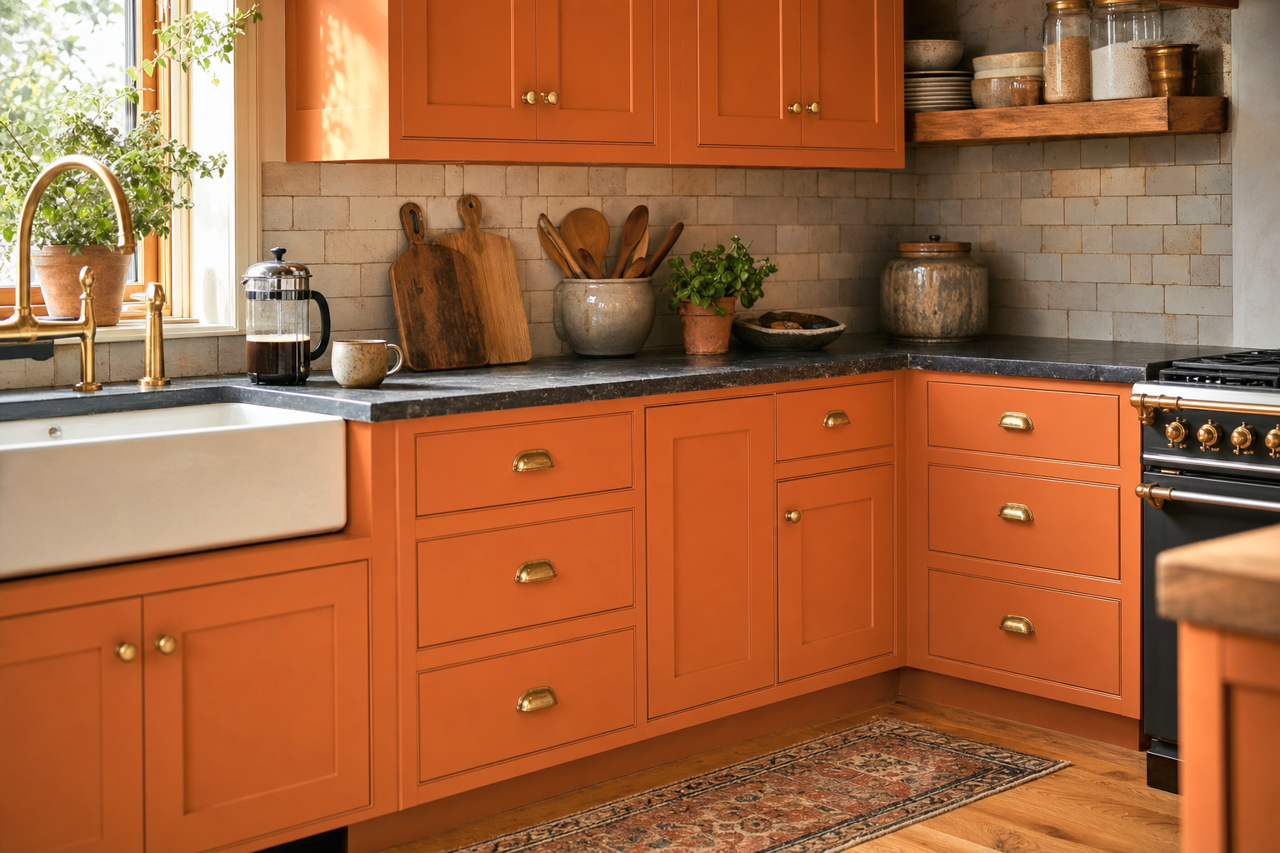 Burnt by Benjamin Moore on cabinets
