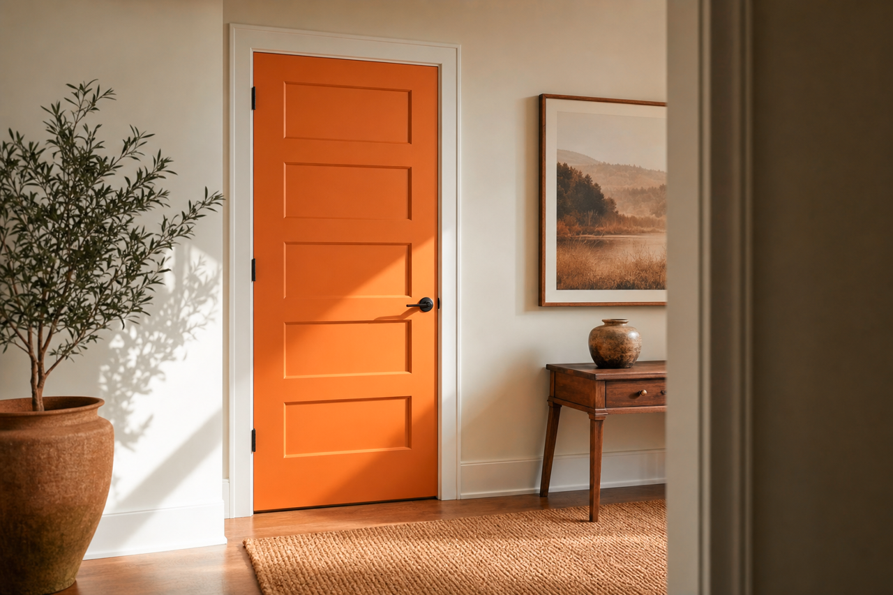 Burnt by Benjamin Moore on interior-doors