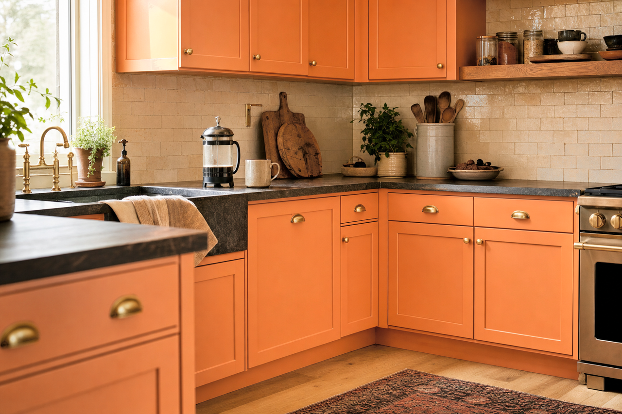 Harvest by Benjamin Moore on cabinets
