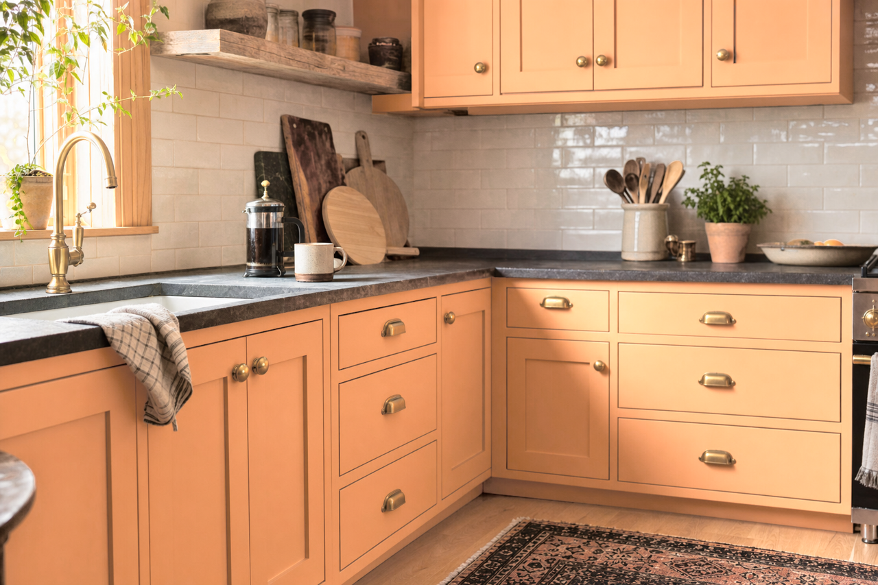 Toffee by Benjamin Moore on cabinets