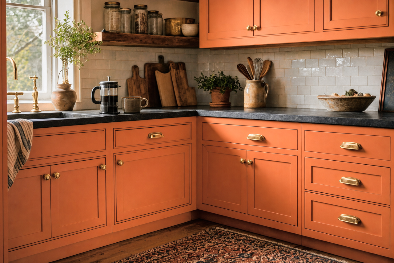 Pumpkin by Benjamin Moore on cabinets