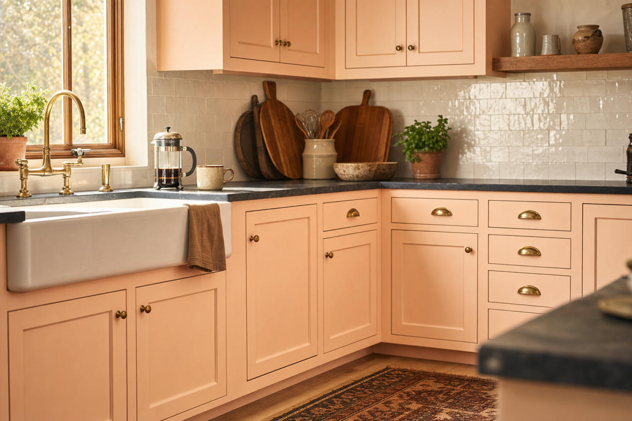 Peach by Benjamin Moore on cabinets