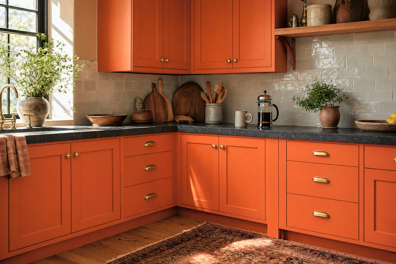 Racing by Benjamin Moore on cabinets