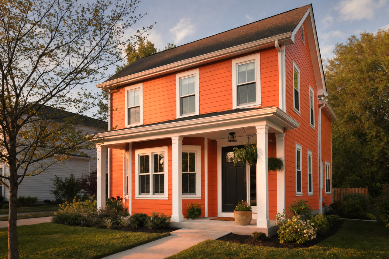 Orange by Benjamin Moore on exterior