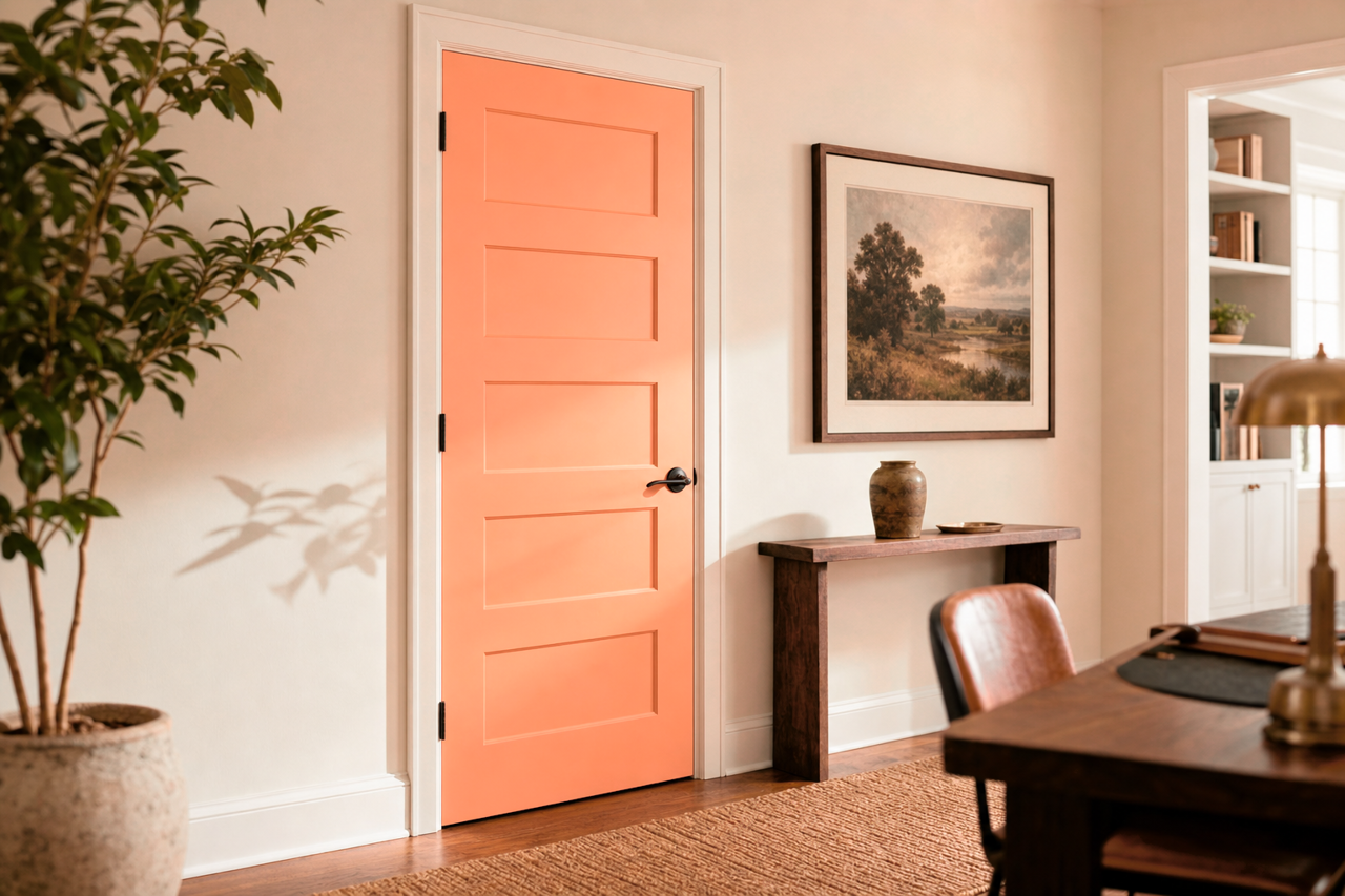 Peach by Benjamin Moore on interior-doors