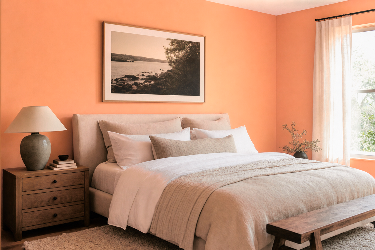 Peach by Benjamin Moore on interiors