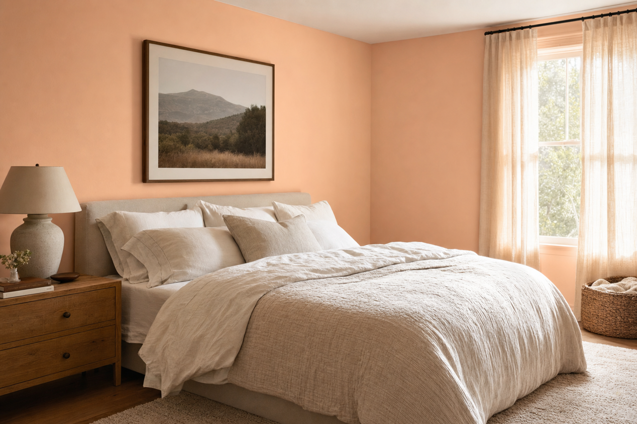 Peach by Benjamin Moore on interiors