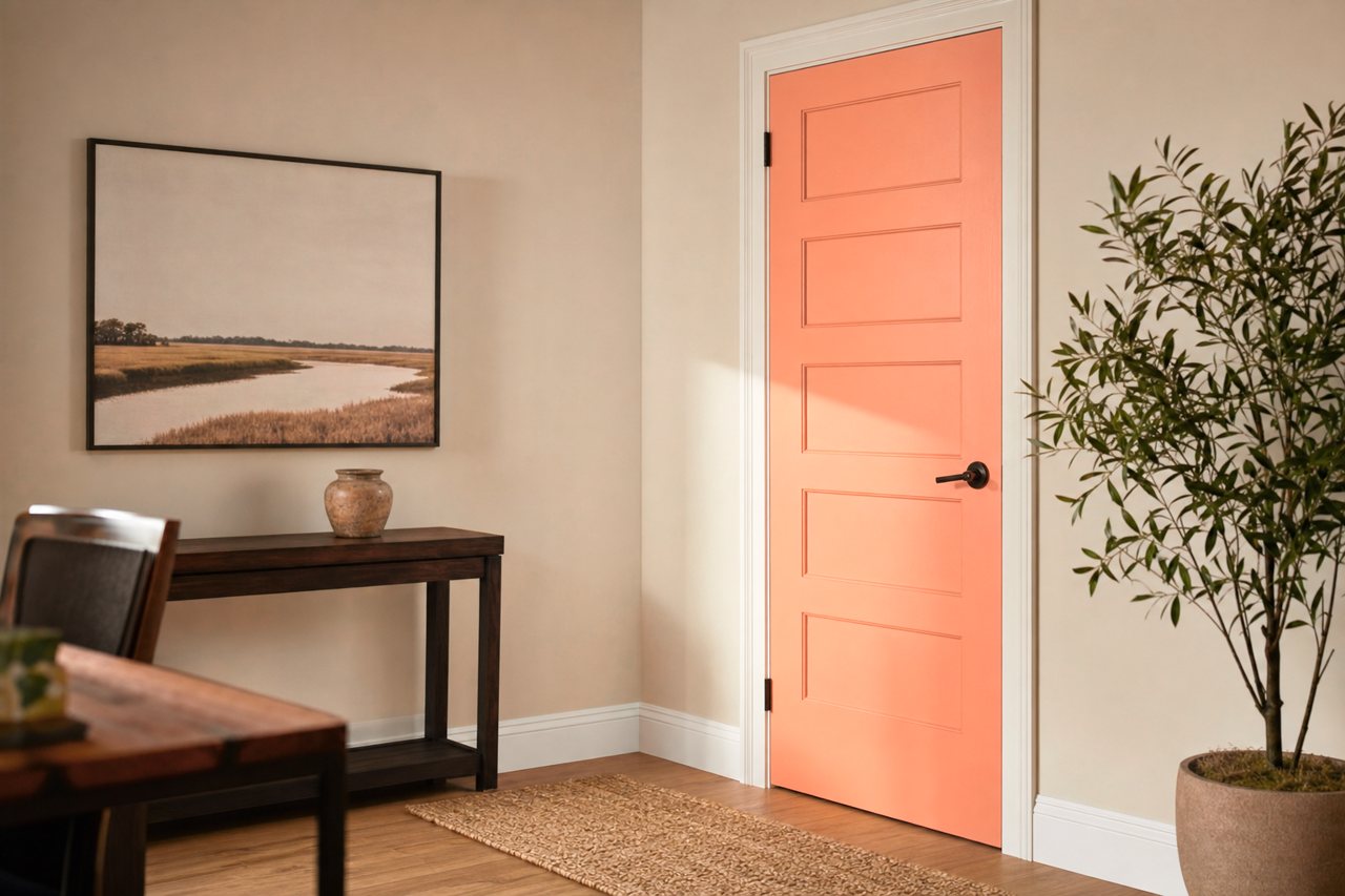 Coral by Benjamin Moore on interior-doors