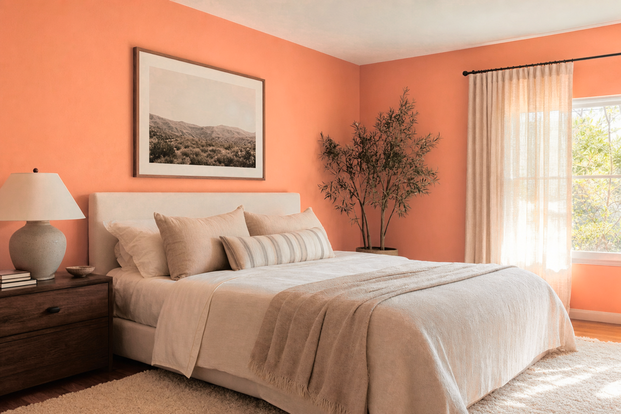 Coral by Benjamin Moore on interiors