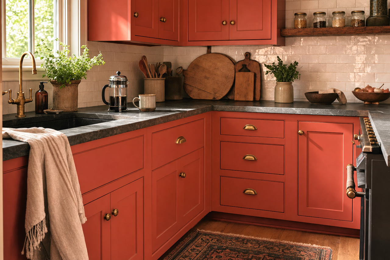 Fire by Benjamin Moore on cabinets