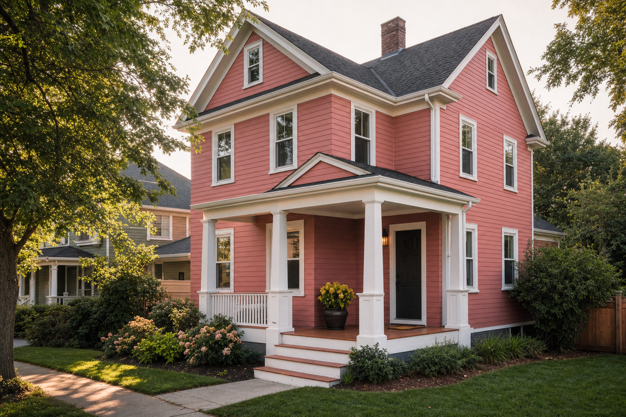 Raspberry by Benjamin Moore on exterior