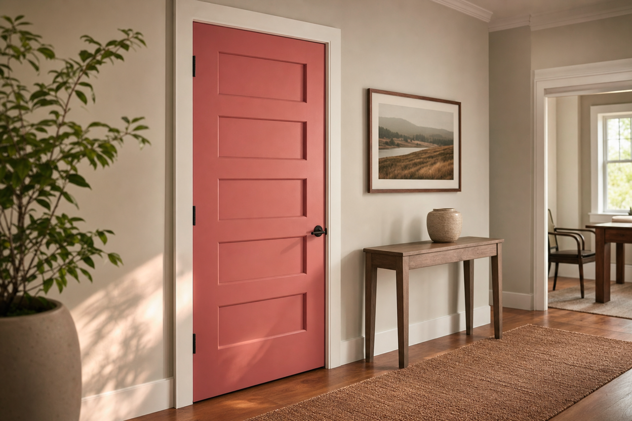Raspberry by Benjamin Moore on interior-doors