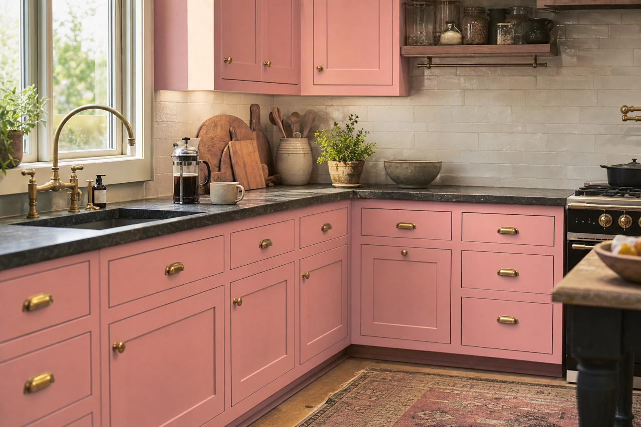 Bouquet by Benjamin Moore on cabinets