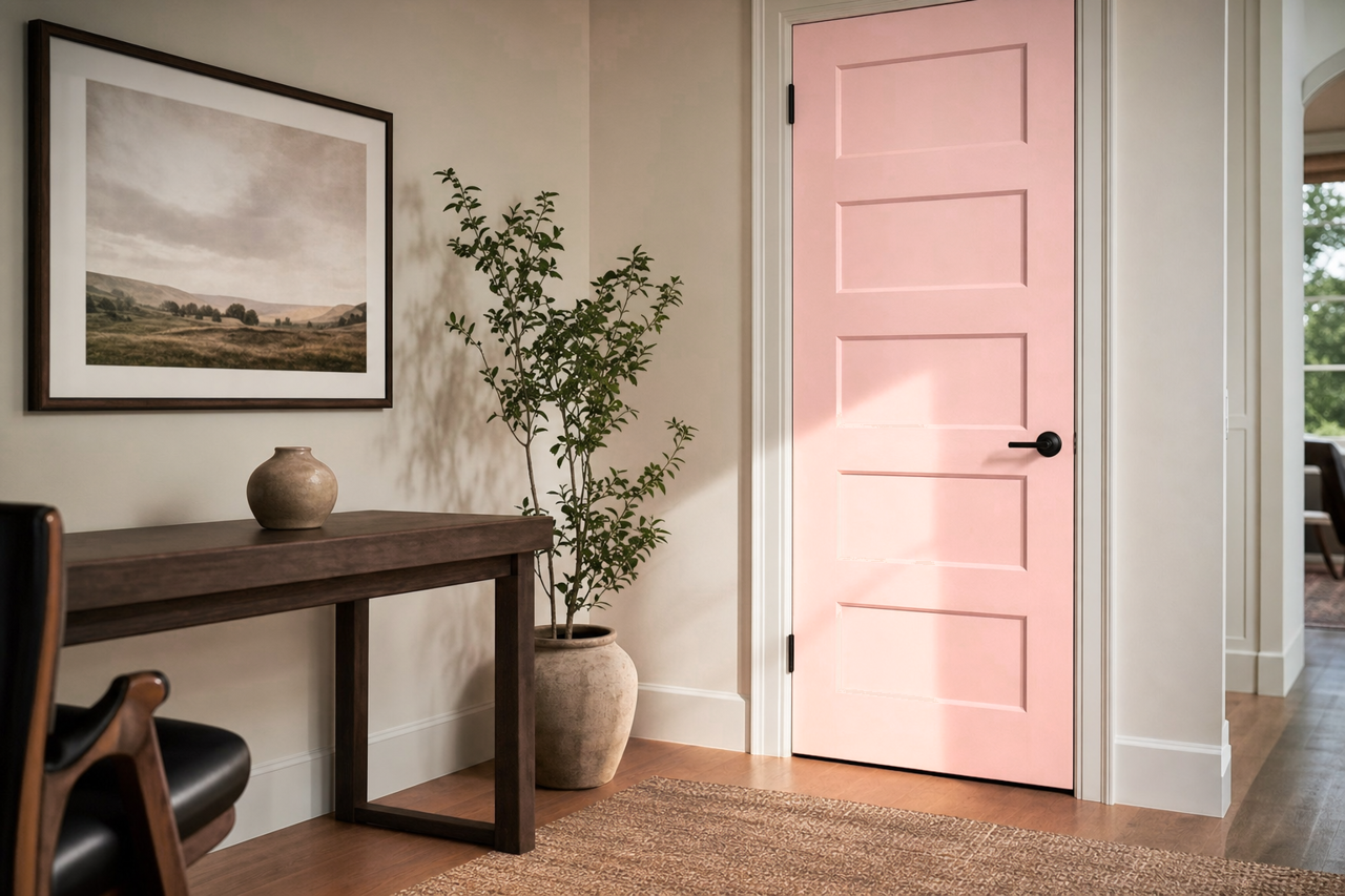Pink by Benjamin Moore on interior-doors