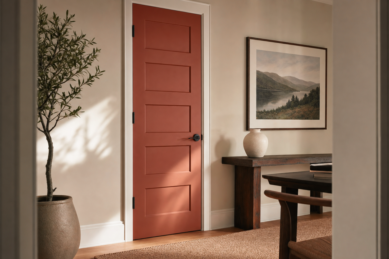 Salmon by Benjamin Moore on interior-doors