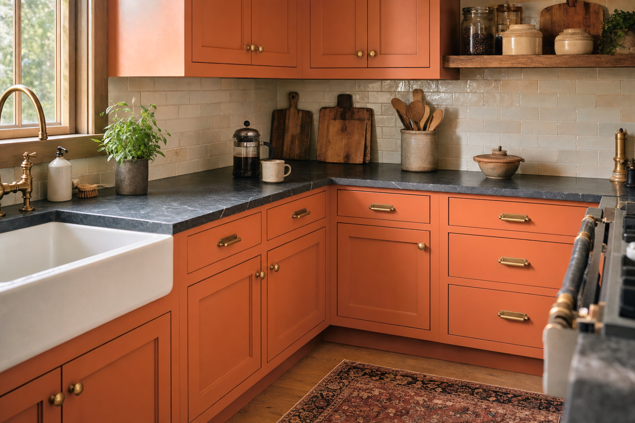 Rust by Benjamin Moore on cabinets