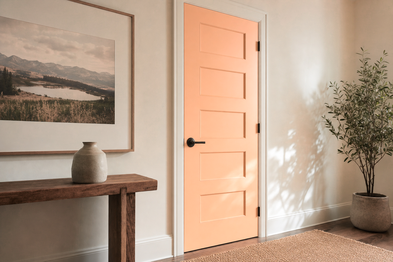 Peach by Benjamin Moore on interior-doors