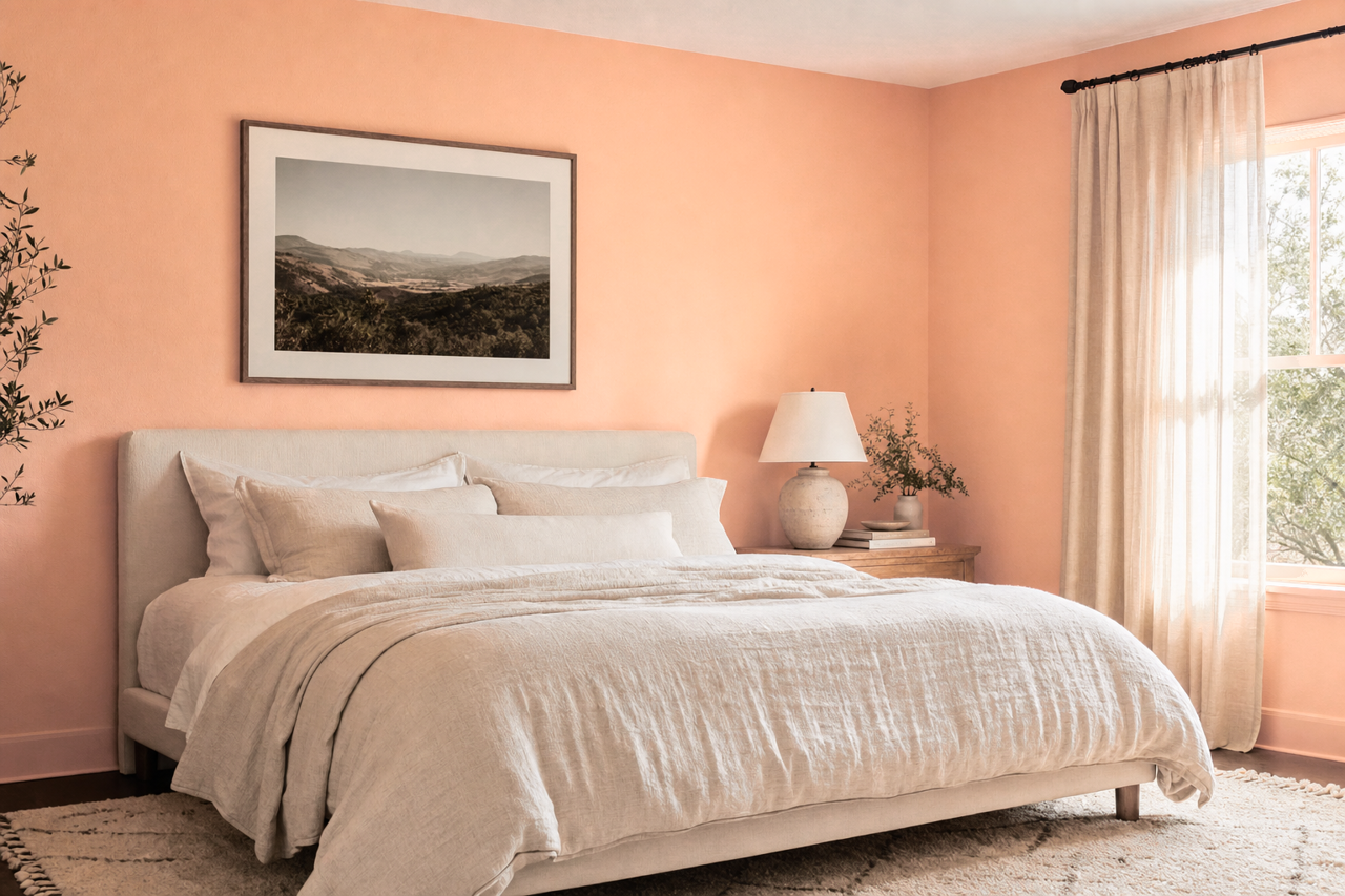 Peach by Benjamin Moore on interiors