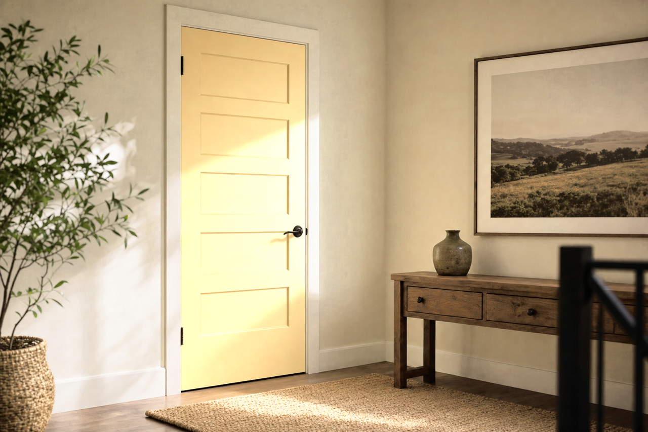 Yellow Bisque by Benjamin Moore on interior-doors