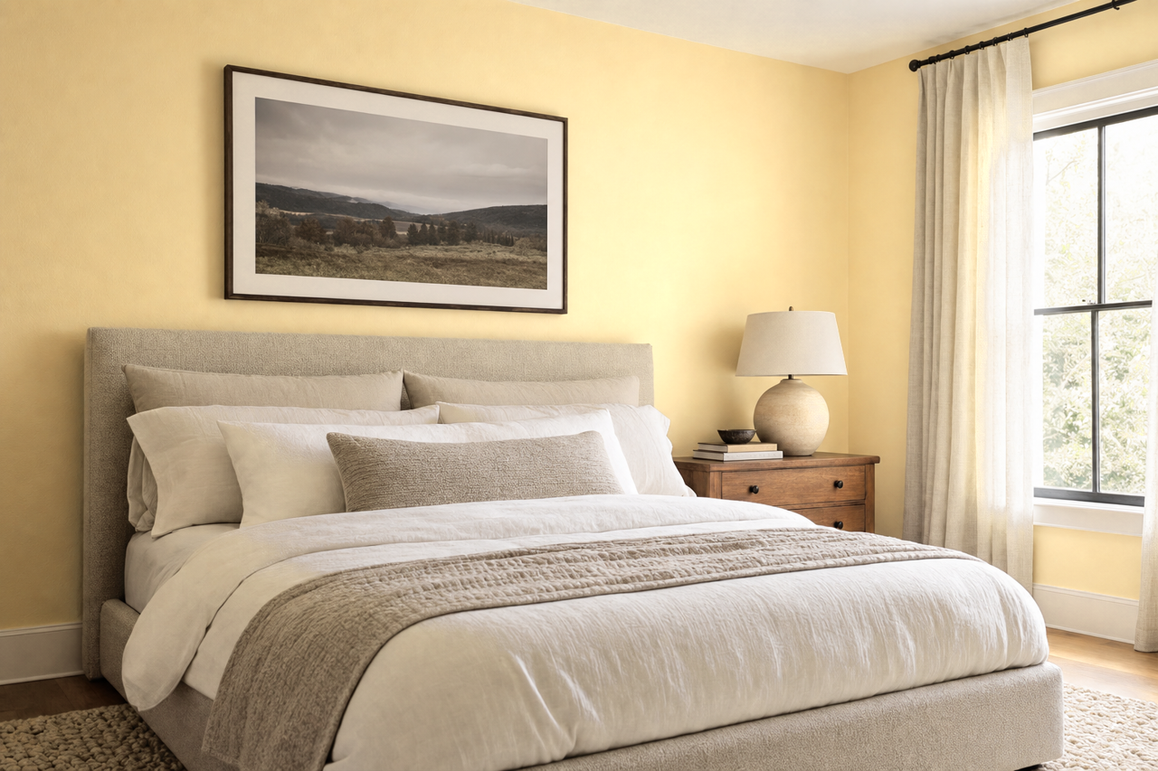 Yellow Bisque by Benjamin Moore on interiors