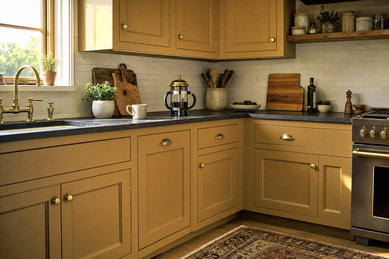 Grecian by Benjamin Moore on cabinets