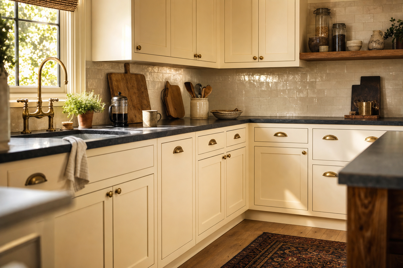 Winter by Benjamin Moore on cabinets